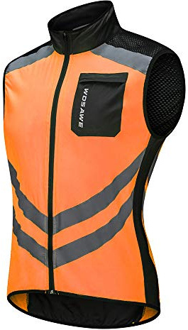WOSAWE Mens Cycling Gilet Breathable Lightweight Bike Vest with Reflective Strip Waterproof Motorbike Racing Sleeveless Jacket