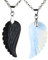 JSDDE Schmuck, 2 Stück Flügel Anhänger Halskette Set Anhänger aus Edelstein Heilstein Glücksbringer Paare Pärchen Kette für Liebhaber Geschenk (Opal+Obsidian)