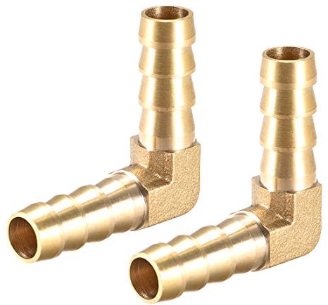 sourcing map 2 Piezas Conector Manguera de Lengüeta de Latón, 10mm Codo de Latón de 90 Grados, 90 Grados Codo Espiga para Manguera