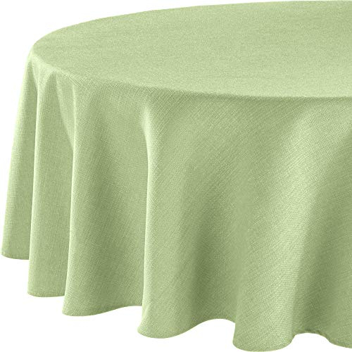 Erwin Müller Tischwäsche, Tischdecke Uni, Krefeld lindgrün Größe rund: 170 cm Ø - fleckabweisend, schmutzunempfindlich und leicht zu reinigen, Leinen-Optik (weitere Farben, Größen)