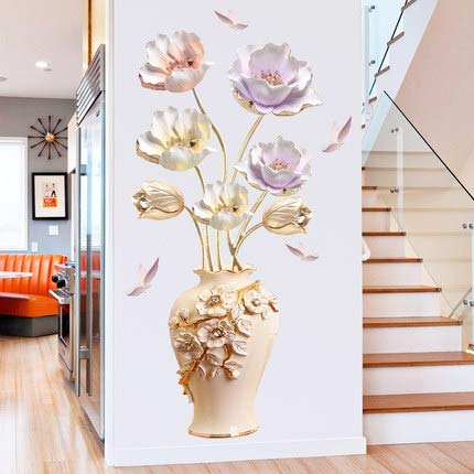 COVPAW® Wandtattoo Wandaufkleber XXL Blumen Vase Wandsticker Wandbild Bilder Wohnzimmer Schlafzimmer Deco (Vase 1)