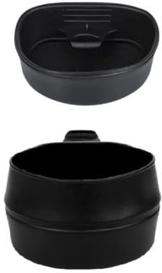 Lot de 2 tasses pliantes en plastique – 200 ml de camping pliables (noir)