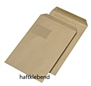MAILmedia Faltenversandtaschen DIN C4 mit Fenster braun mit 2,0 cm Falte, 100 St., Haftklebung