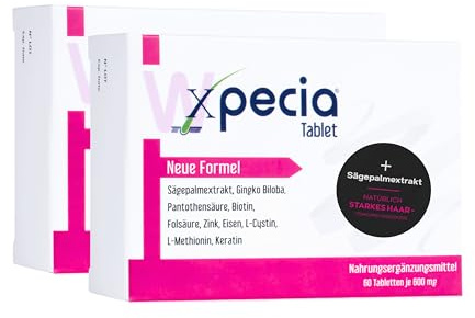 Xpecia Bloqueur DHT avec biotine et extrait de palmier de scie - Contre la chute des cheveux pour les femmes - racine de ginko, vitamines, palmiers de sciage Pack 120