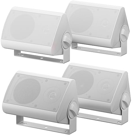Herdio 4 Zoll 400 Watt Außenlautsprecher Outdoor-Lautsprecher für Outdoor Indoor Wandhalterung Patio Deck Camper Garten, Terrasse, Restaurant (2 Paar/Weiß)