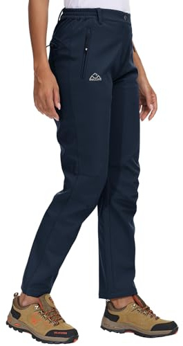 Rdruko Women's Fleece Lined 4 Zip Pockets Ski Trousers | Thermal Waterproof Walking Work Fishing Sports Snow Ski Pants Ladies Winter Outdoor Elasticated Waist Workwear