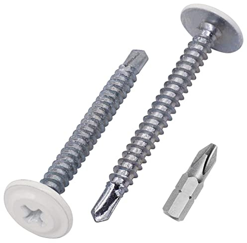 SKIR'CO (150 pezzi) Viti autoperforanti verniciate 4,2 x 40 mm, vite per lamiera, testa a traliccio modificata PH (Bianco Puro RAL 9010)