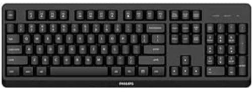 Philips SPK6307BL Wireless Keyboard, 2.4GhZ wireless, Power saving, Multimedia shortcuts, splash resistant, home office, PC/laptop