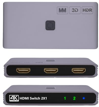 MMOBIEL Commutatore HDMI 4K@60Hz - Commutatore HDMI bidirezionale 2 in 1 out - Splitter HDR, 3D - per TV, monitor ecc. - Compatibile con Apple TV, Xbox ecc. 1 display alla volta - Alluminio