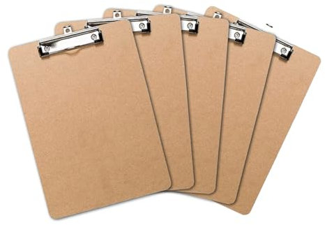 Lot de 5 planchettes à pince rigides A5 15,5 cm x 22,7 cm pour la maison, le bureau, les étudiants, les enseignants – Clip en métal