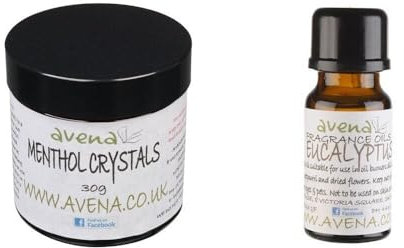 Cold Flu Kit Menthol Crystals 30ml & Eucalyptus Fragrance Oil 10ml Sinus Clear