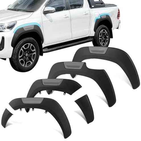 JHCHAN Kotflügelverbreiterung 6 Fender Flares für Toyota Hilux 2015-2025, Hilux AN110 AN120 AN130 MK8 Invincible Revo GR Sport 12mm Taschenstil Radkastenverlängerung