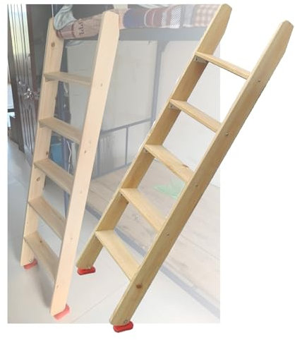 Våningssängstege/lutande stege, Loftsäng/sovsal inomhus Svarv trästege med krokar och halkfria fötter, barns vuxen trästege, klätterstege (storlek: 100 cm (39 tum))