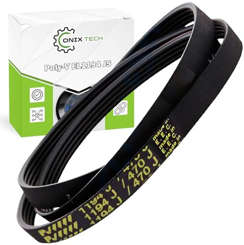 Courroie Machine a Laver Poly-V 1194 J5 - Lave Linge Courroie de Transmission a une Hauteur de 4 mm et une Largeur de Nervure de 2,34 mm - Garantie de 5 Ans - ONIX TECH