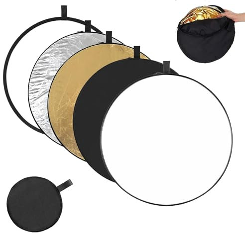 Reflector 5 en 1 80cm Reflector Plegable Reflector de Luz Redondo Portátil para Retrato Selfie Fotografía De Bodas Iluminación