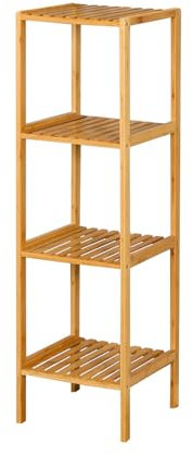 KARAT - Mensola in bambù - Mensola stretta su base per bagno, camera da letto, soggiorno - Elegante scala a fiori - Panca decorativa da 34 x 33 x 100 cm - Modello Iowa (4 livelli)