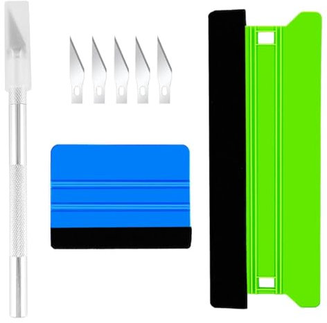 FUZVOL 8 Pack Vinyl Wrap Tools, Efficient Application Window Film Tools, Includes 21cm & 10 Plastic Felt Squeegee and Trimmer, Ideal for Glass Film, Car Vinyl/Tint, Craft Works, Wallpaper Hanging