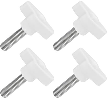 QUARKZMAN 4pz Manopole ad Alette a T a Farfalla, Manopola Serraggio Vite M8 x 30mm Filettatura Maschio Viti Acciaio Inossidabile 304 Maniglia 36mm Dia per Sostituzione Manopola, Bianco