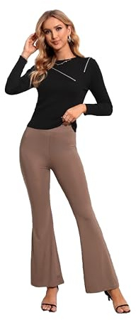 Grecerellle flared yogabyxor med hög midja för kvinnor lared yogabyxor, damleggings, jazzbyxor med magkontroll, fitness, kaki, L