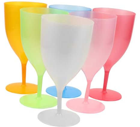 Mikinona 6pièces Gobelets Plastique Colorés Avec Tige Haute Verres À Vin Incassables Pour Fête De Pâques Et Réunions Familiales