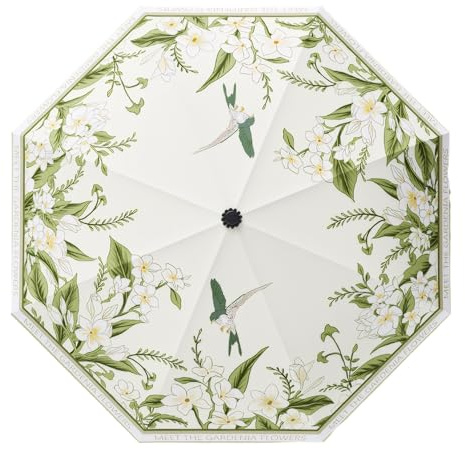 Meichoon UV Protection UPF50+ Umbrella Portable Lightweight Waterproof Double Layer Sunshade Enhanced Windproof Design Retro Classical Flower Vintage Style for Women Travel & Everyday Use