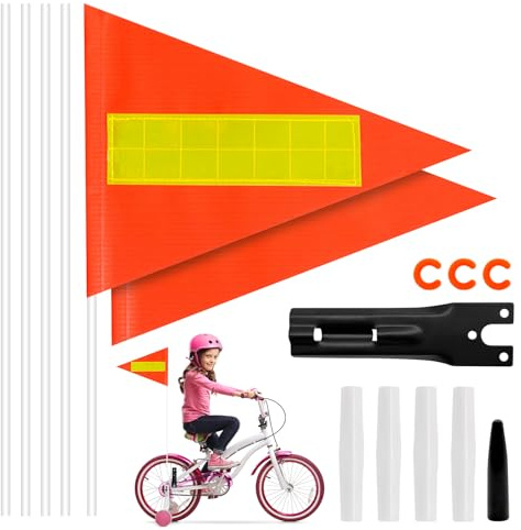 Fahrrad Wimpel, Sicherheits-Fahrradwimpel Kinder 180cm Fahrradwimpel Verstellbare, Reflektierender Fahrradfahnenwimpel, für Kinderfahrräder (Orange)