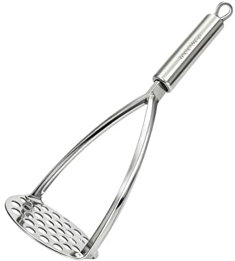 Wooyee Presse-purée en acier inoxydable pour faire efficacement de la purée de pommes de terre, écraseur de pommes de terre robuste avec poignées robustes durables, pain à la banane, salade d'œufs