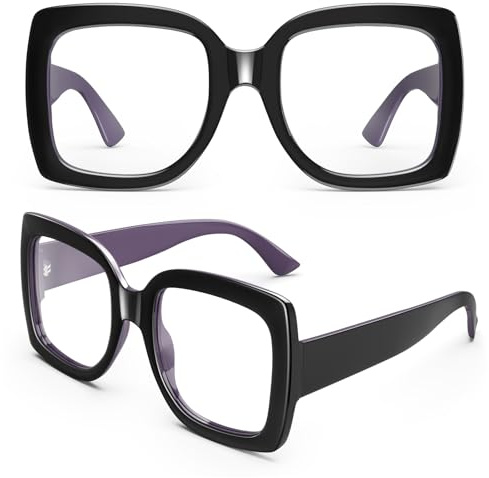 GQUEEN Gafas Sin Graduar Mujer Hombre Cuadrada Grande Gruesa Retro Lentes Transparentes Montura UV400