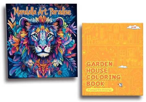 2-Pack Adult Colouring Books with Animal and Cabin Themes, Pattern Colouring Books for Adults with Thick Paper, Relaxing Book Gifts for Women with Stress Relief Designs