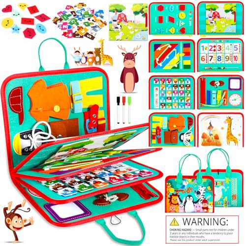 ZLPBAO 9 in 1 Busy Board per Bambini Giochi Bambini 2 3 Anni Giochi Educativi 3 4 5 Anni Regalo Bambina Femmina - Libro Sensoriale Pannello Sensoriale
