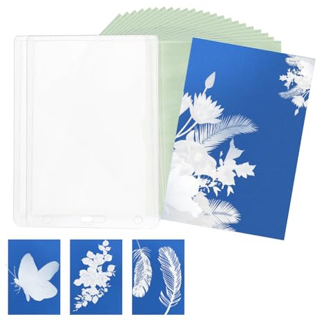 48pz Carta Cianotipia, 11,5x8,1cm Carta Stampa Solare con 2 Pannelli di Plastica per Principianti o Artisti Arte Creativa della Natura e Botanica Fai Da Te