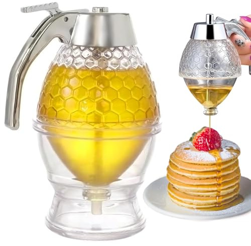 Fahibin Dispensador de miel de 200 ml, Tarro de miel con soporte, Para Almacenar Miel Jarabe De Arce Leche Condensada Etc