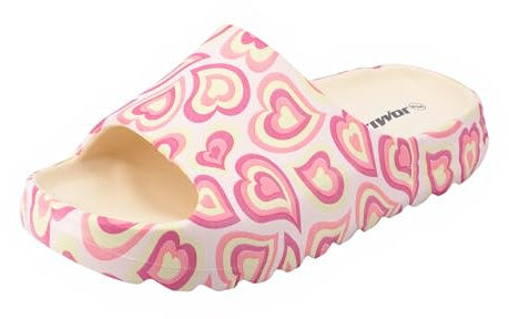 JOMIX Ciabatte Donna Estive da Spiaggia Pantofole Nuvola con Cuori Morbide Antiscivolo per Doccia e Piscina Sandali da Bagno Leggeri in EVA per Mare e Tempo Libero WES250456, Rosa, 40-41 EU