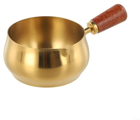 Kleine Soßentopf aus Edelstahl mit Holzgriff für den täglichen Kochbedarf einschließlich Karamellkäse und Butteranwendungen (Gold 180 ml)