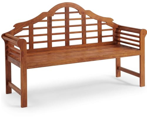 CASARIA® Marlboro 2 Seater Wooden Garden Bench | FSC®-Certified Eucalyptus Wood | 135x52x100cm | Outdoor Furniture | Armrests & Backrest | Patio Park Balcony | Weather-resistant | 320kg Capacity
