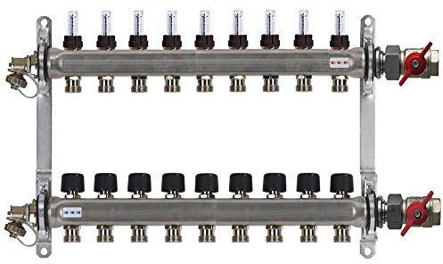 Buderus Heizkreisverteiler HVE-FD-AK mit Durchflussmengenmesser, Heizkreise/Baulänge:9 HK / 650 mm
