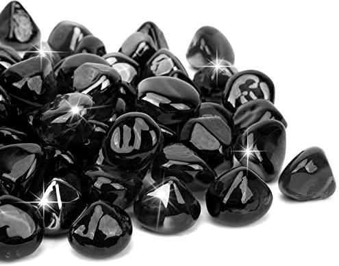 Mr. Fireglass 10 Pounds 1 Inch Diamond Fire Glass, High Luster Onyx Black