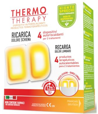 Thermo Therapy Ricarica Fascia Ricaricabile per Dolore Schiena, Non Contiene Farmaci, Durata del Calore fino a 12 Ore, Confezione con 4 Dispositivi Terapeutici Autoriscaldanti