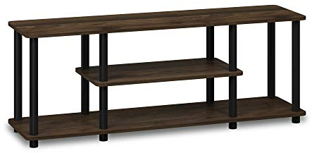 Furinno TURN-N-TUBE TV Stand, 3-Tier Entertainment Center with Open Shelves, TV Console for TV up to 50 Inch, for Living Room, Bedroom, Columbia Walnut