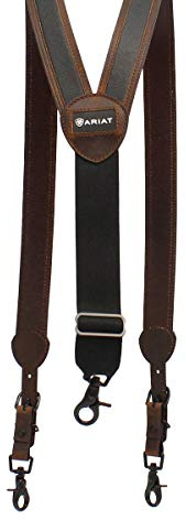 ARIAT Men's Adjustable Pebbled Leather Inlay Suspenders, Medium Brown, X-Large