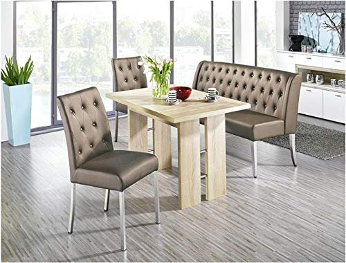 Beauty.Scouts Essgruppe Ohio II Wangentisch Eiche Sonoma 1x Polsterbank 2X Stuhl Lederimitat Cappuccino Esszimmer Küchenmöbel Esszimmermöbel