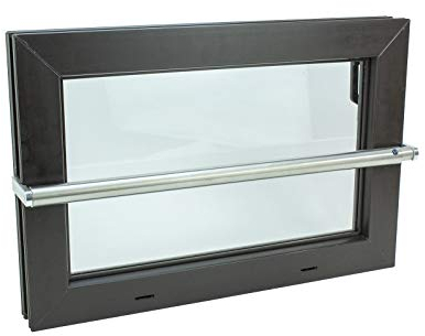 Kellerfenster braun 60 x 50 Einfachverglasung mit Komplett Set Sicherheitsstange und Montagematerial