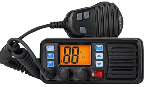 Retevis RM20 Marine VHF Radios Fixed Mount, Marine Band Radio with Built in GPS, DSC, IP67 Waterproof, High Power, NOAA Weather, International Channels, Ship to Shore Radio for Boats(Black)