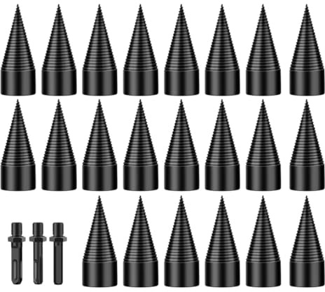 TEHAUX Wood Splitting Drill Bit Firewood Splitting Drill Bit Kit 3 X Rods