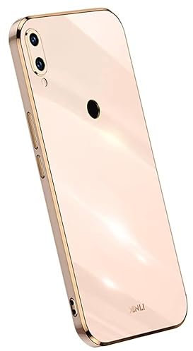 Topme Coque en Silicone pour Huawei P Smart Z (6.59 inches), [ Etui Housse de Téléphone de Style Bord Doré] - Rose