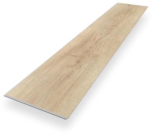 Vinylboden Klick Vinyl Premium Eiche Stralsund | Braun Holzoptik | integrierte Trittschalldämmung | 1220 x 225 x 5 mm | Paket mit 2,2 m² | Fußbodenheizung geeignet | 100% wasserfest | Bodenglück