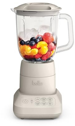 bella 10 Speed Countertop Blender, Juicer & Smoothie Maker, Fits-anywhere™ Kitchenware, Slim Flip & Store Design, Dishwasher Safe 48oz Capacity Pitcher & Lid, Stainless Steel Blade, 450 Watt, Oatmilk