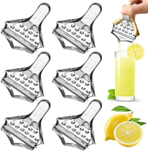 6 Stück Handheld Handheld Zitronenpresse, Zitruspresse aus Edelstahl, Zitruspresse Manuell, Fruit Manuelle Saftpresse Drücken, Zitronenpresse Handpresse für Küche, Restaurant, Bar, Sicher, Langlebig