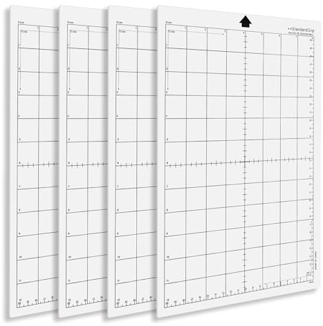 Forhandy Plottermatte, 4 Stück, Schneidematte für Silhouette Porträt und Cameo 4, rutschfeste und langlebige Silhouette Porträt mit Messetraster