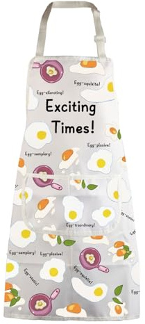 BNQL Fried Egg Apron with Pockets Fried Egg Gifts for Egg Lovers Breakfast Apron Egg Farmer Gifts Egg Kitchen Cooking Apron
